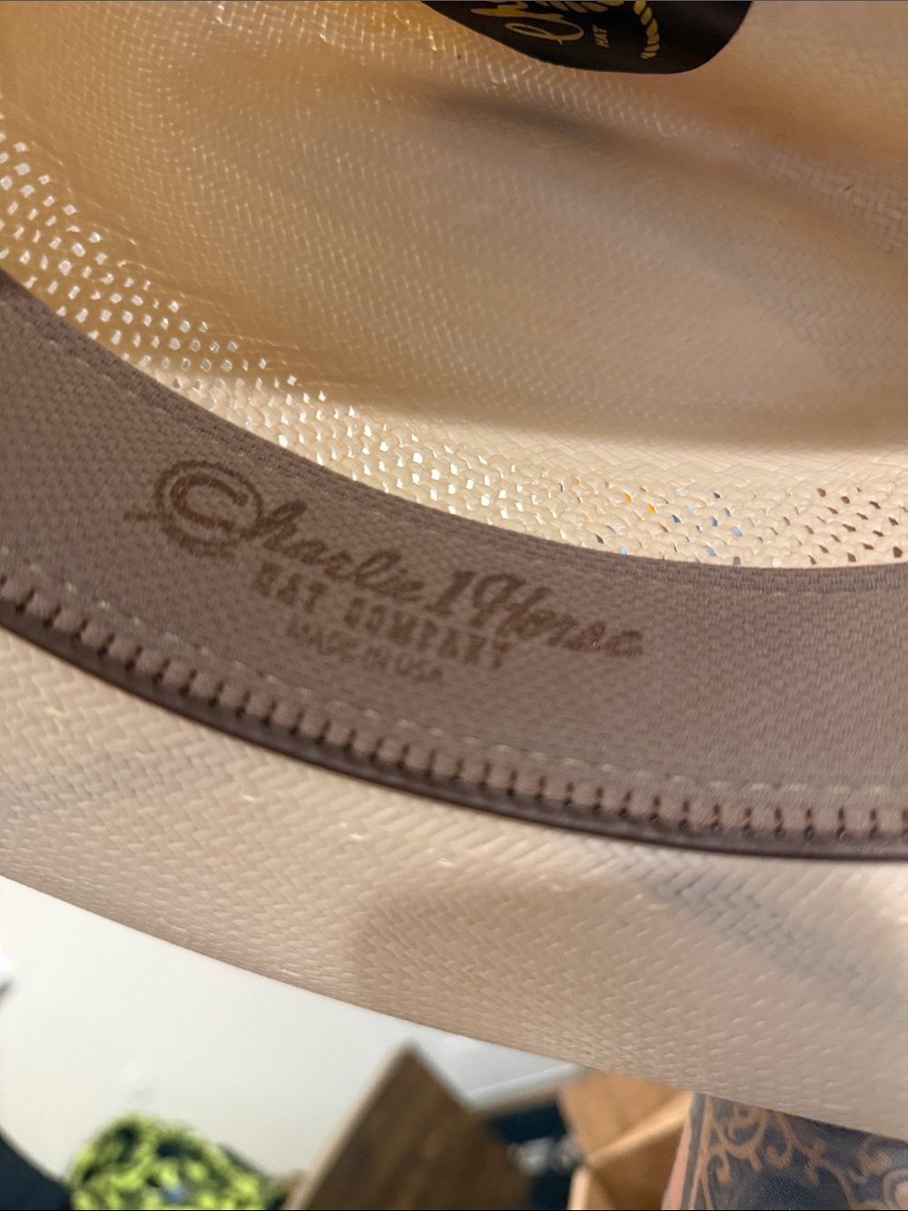 Charlie 1 Horse Cream Straw Western Hat with Black Band - Picture 5 of 5